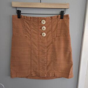 Free People Womens Mini Skirt Sz 6 Every Minute Every Hour Terra Cotta Button-Up
